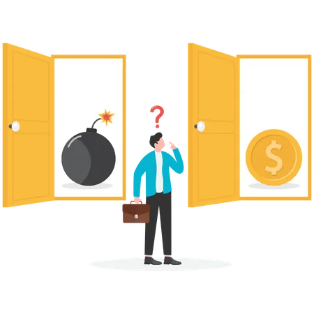 Man Choosing Doors of Success  Illustration