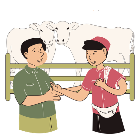 Man choosing sacrificial animals  Illustration