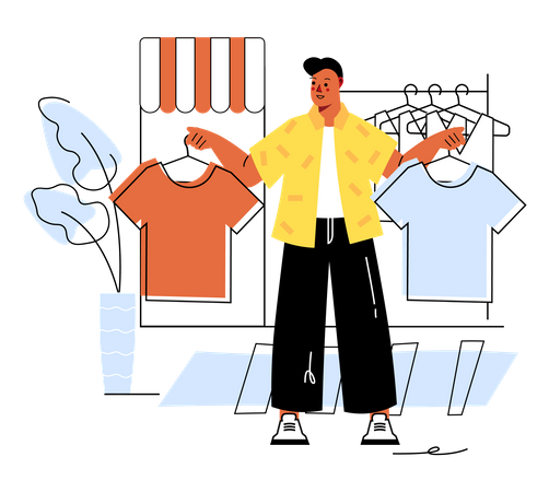 Man choosing T-shirt  Illustration