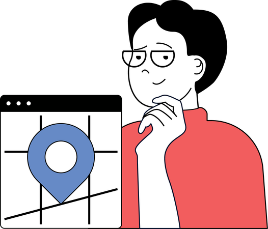 Man choosing trip location  Illustration