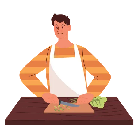 Man chopping vegetables  Illustration