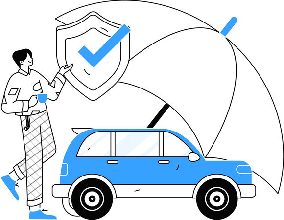 Man claiming car insurance after accident  Illustration