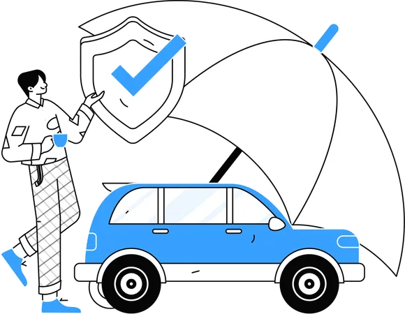 Man claiming car insurance after accident  Illustration