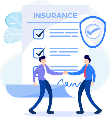 Man claiming for insurance contract  Illustration