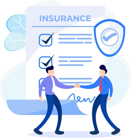 Man claiming for insurance contract  Illustration