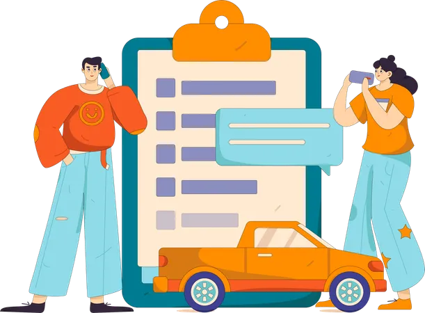 Man claims car insurance  Illustration