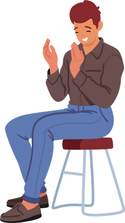 Man Clap Hands Sitting on chair  Illustration