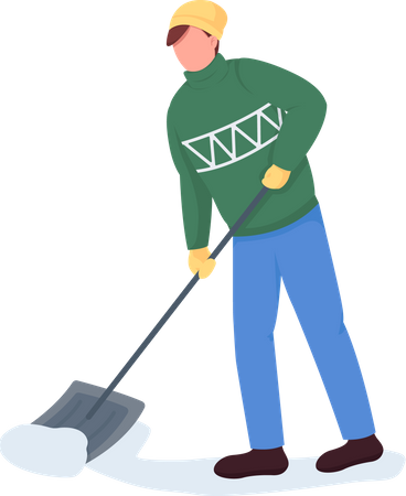 Man clean snow  Illustration