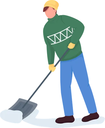 Man clean snow  Illustration