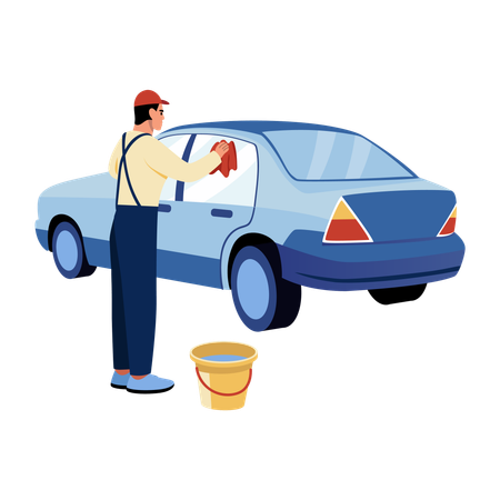 Man cleaning car  Illustration