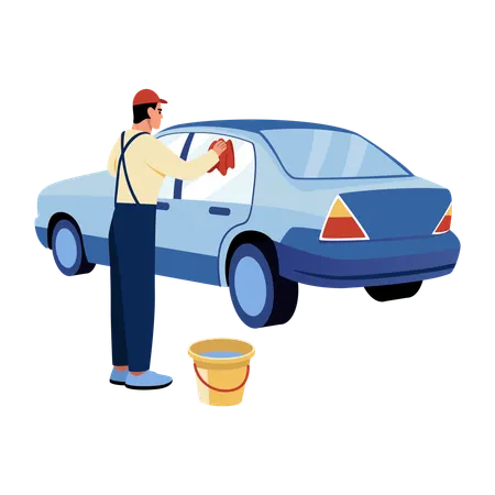 Man cleaning car  Illustration
