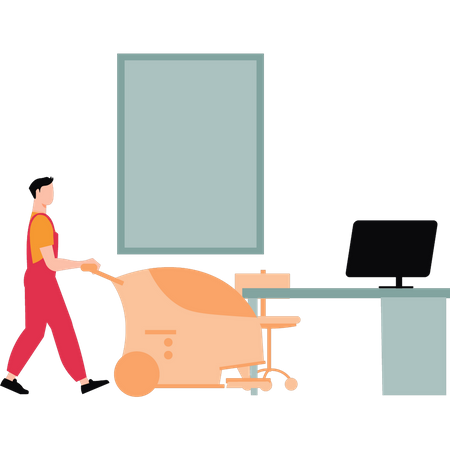Man cleaning factory  Illustration