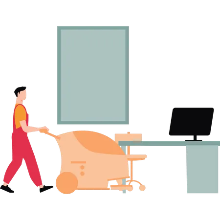 Man cleaning factory  Illustration