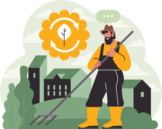 Man cleaning farm  Illustration