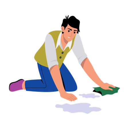 Man cleaning floor  Illustration