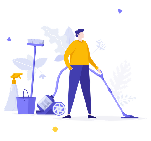 Man Cleaning Floor Illustration