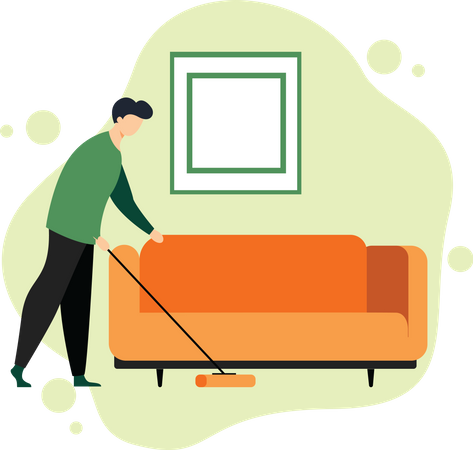 Man cleaning floor  Illustration