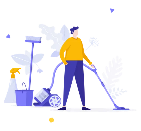 Man Cleaning Floor  Illustration