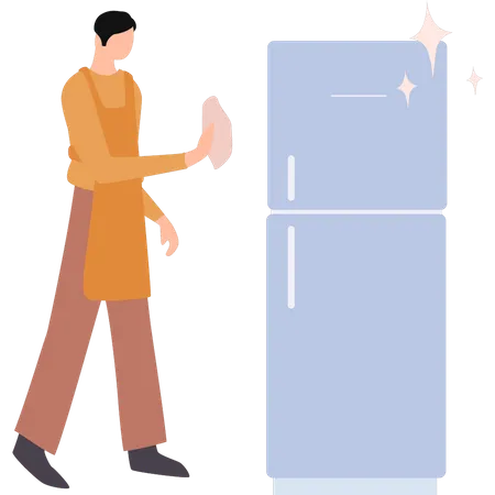 Man cleaning fridge  Illustration