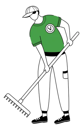 Man cleaning leaves Illustration