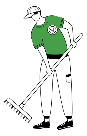 Man cleaning leaves  Illustration