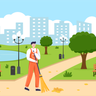 illustrations of cleaning street