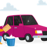 illustration man cleaning vehicle
