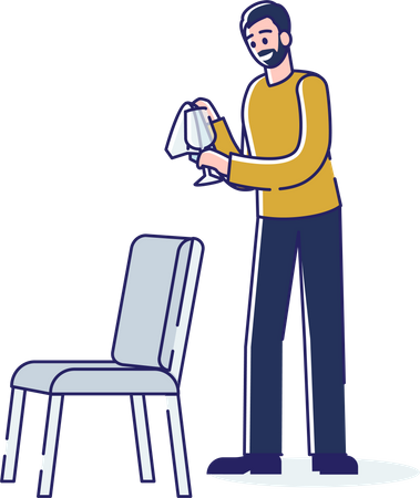 Man cleaning wine glass  Illustration