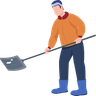 illustrations for man clearing snow