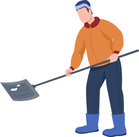 Man clearing snow  Illustration