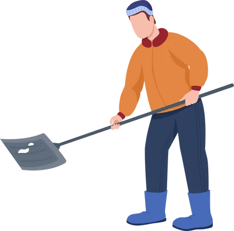 Man clearing snow  Illustration