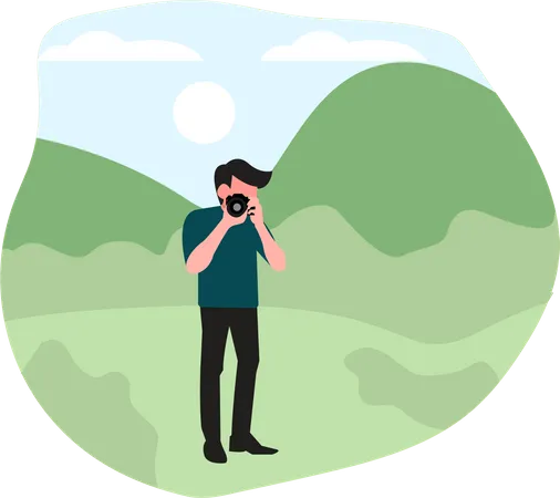 Man click photo while travelling  Illustration