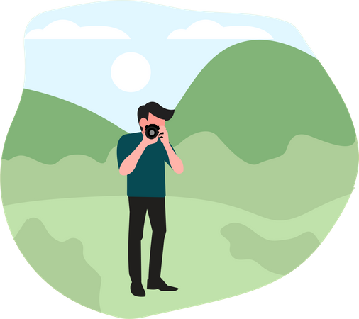 Man click photo while travelling  Illustration