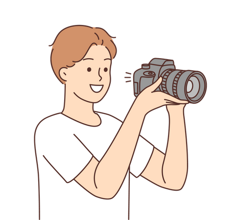 Man click picture in DSLR  Illustration