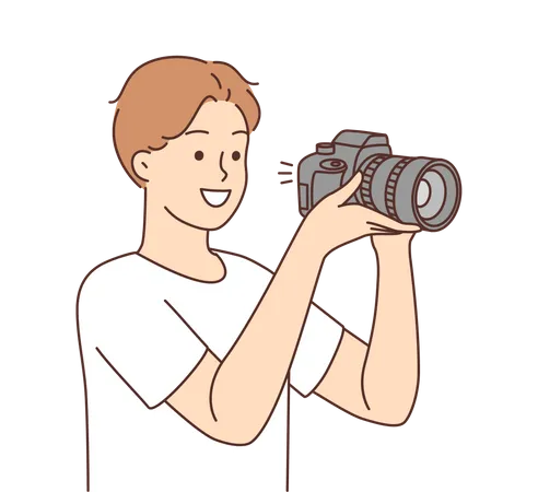 Man click picture in DSLR  Illustration