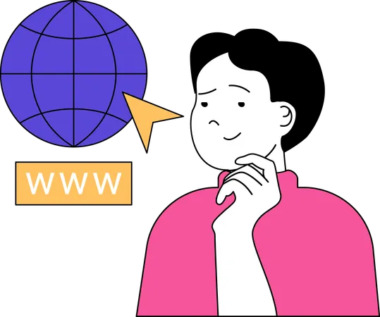 Man clicking on browser  Illustration