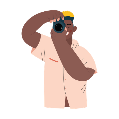 Man clicking photo using camera Illustration