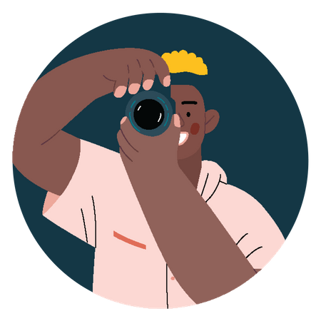 Man clicking photo using camera  Illustration