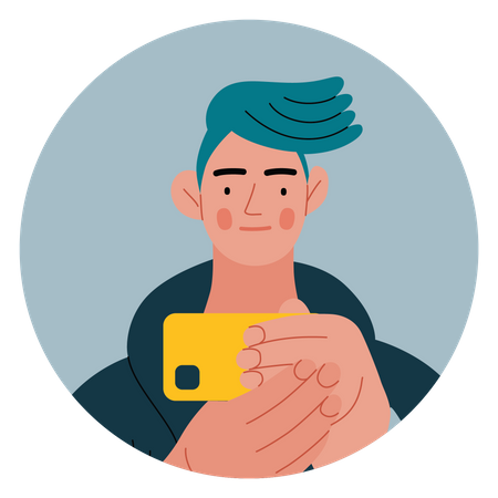Man clicking photo with mobile Illustration