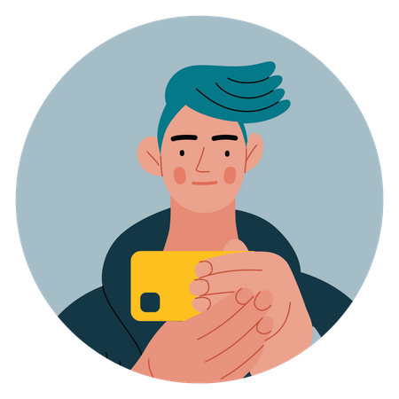 Man clicking photo with mobile  Illustration