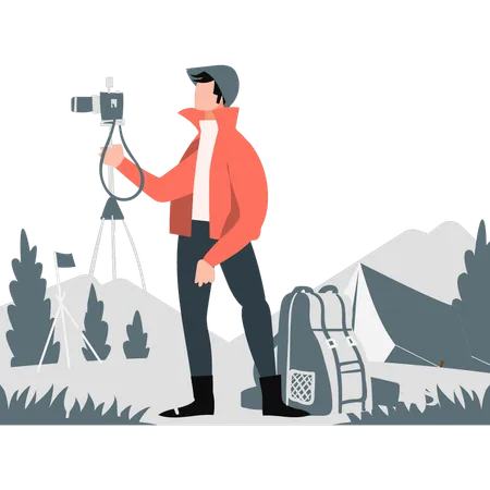 Man clicking pictures in camera  Illustration