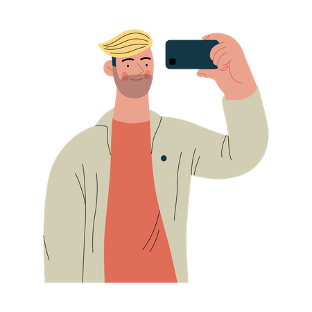 Man clicking selfie Illustration