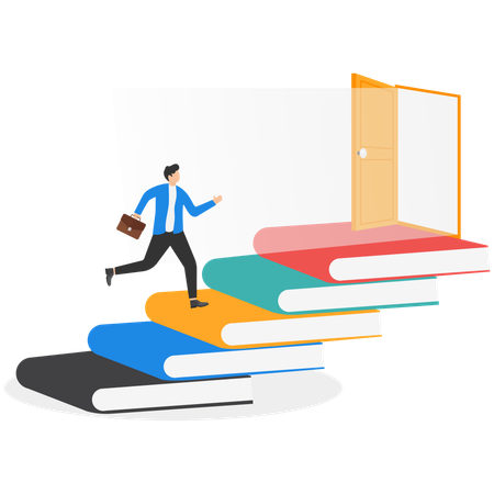 Man climbed the stairs from books  Illustration