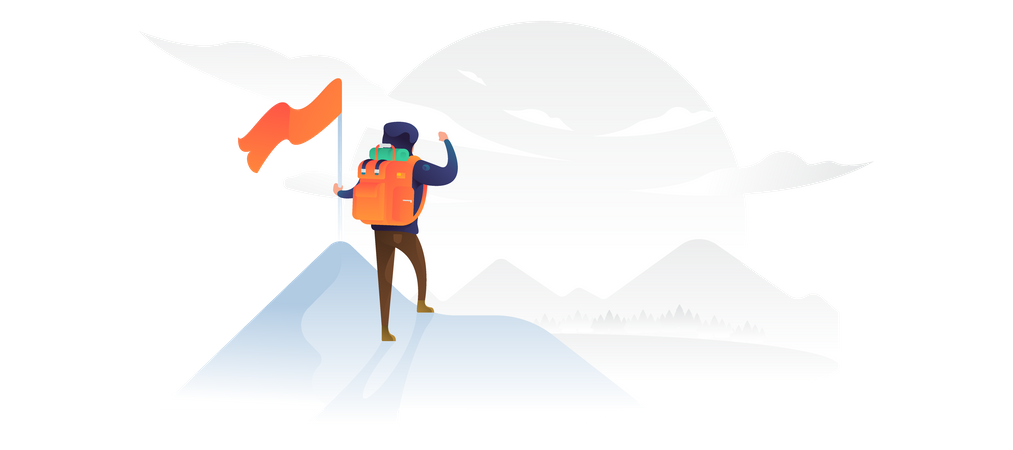 Premium Man Climbing A Mountain Illustration download in