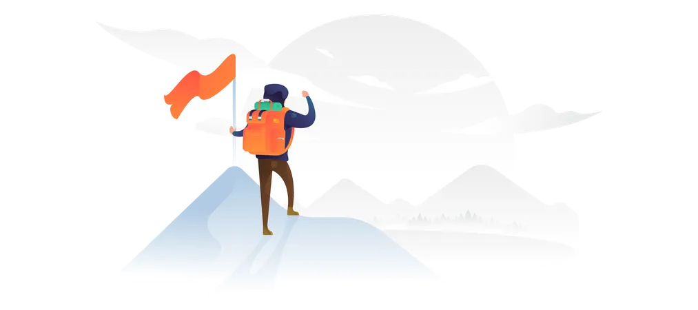 Man Climbing A Mountain  Illustration