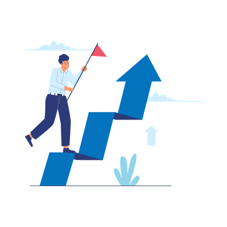 Man Climbing business growth arrow  Illustration