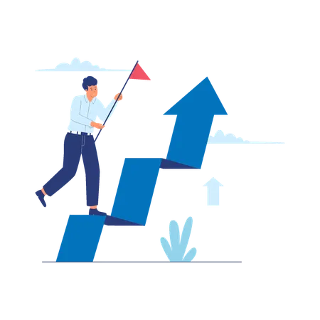 Man Climbing business growth arrow  Illustration