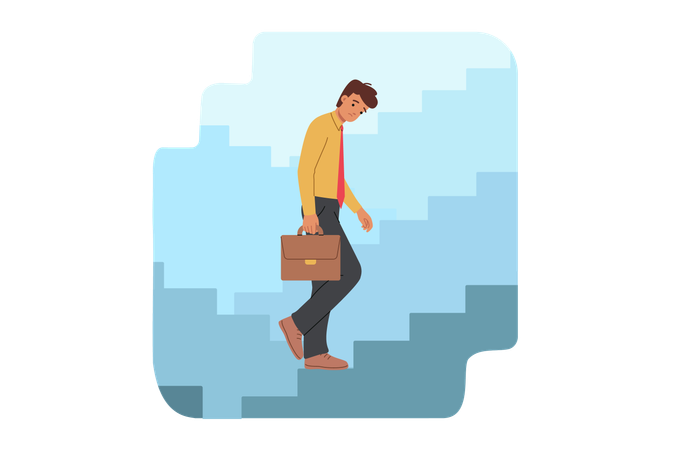 Man climbing career ladder  Illustration