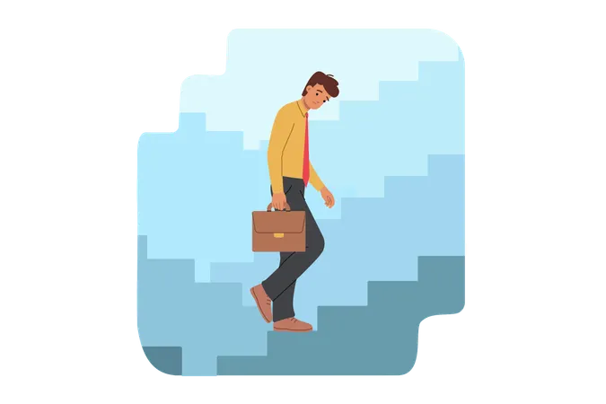 Man climbing career ladder  Illustration
