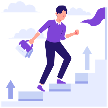 Man climbing career steps  Illustration